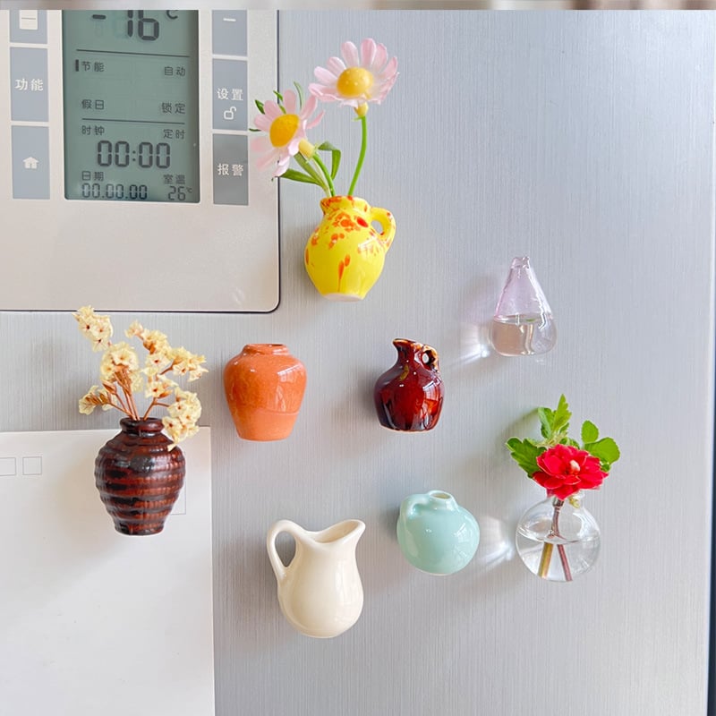 🌸Cute Plant Ceramic Vase Fridge Magnets