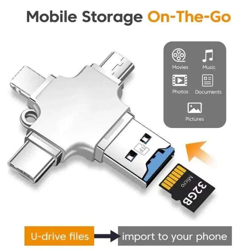 4 In 1 SD TF Memory Card OTG Adapter - Khareedlo.com.pk