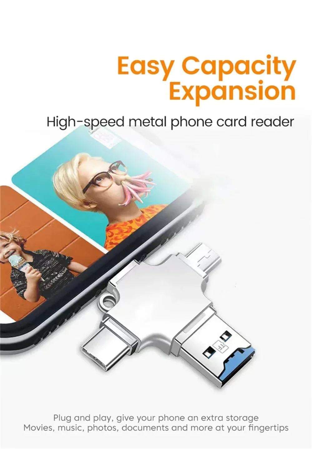 4 In 1 SD TF Memory Card OTG Adapter - Khareedlo.com.pk