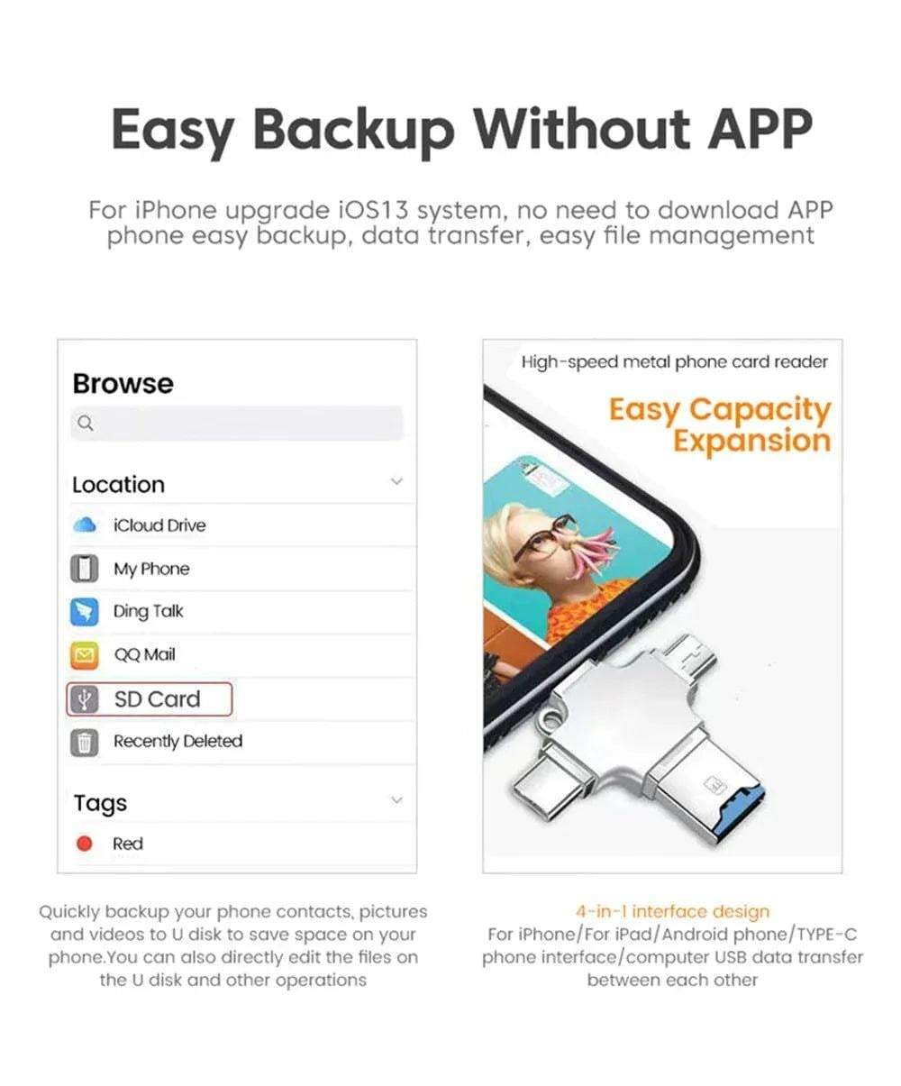 4 In 1 SD TF Memory Card OTG Adapter - Khareedlo.com.pk