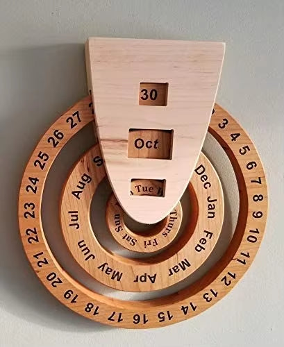 Wooden Rotating Circular Perpetual Calendar