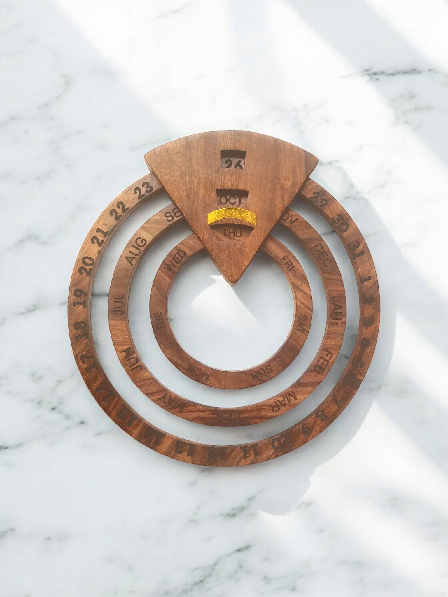Wooden Rotating Circular Perpetual Calendar